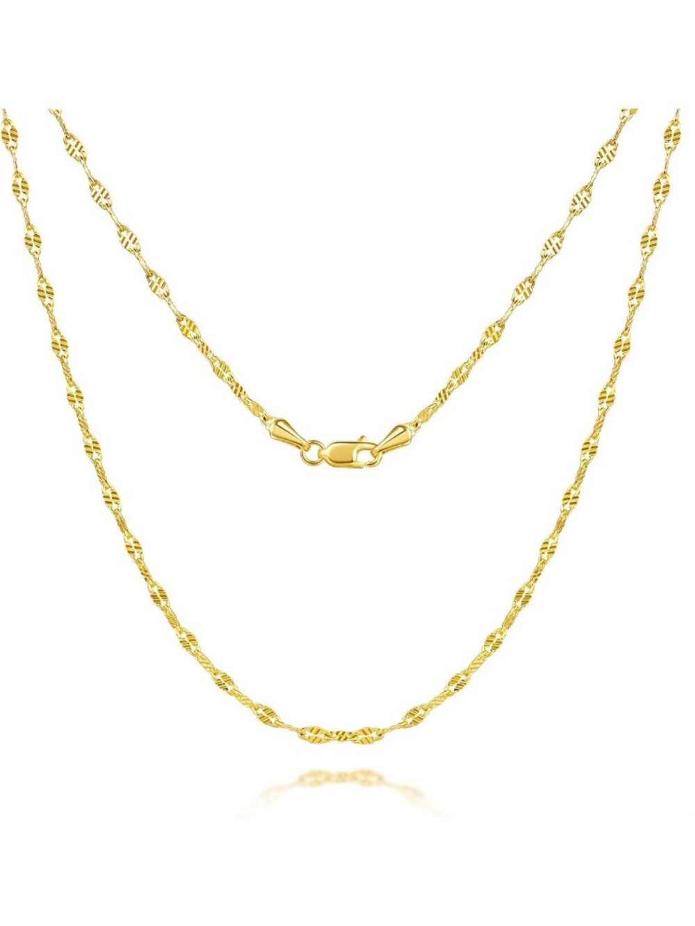 Elegant 14K Gold Thin Mirror Chain Necklace for Women - 2.1mm Dainty Jewelry